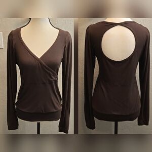 Autumn Teneyl Surplice Long Sleeve Top With Open Back Detail